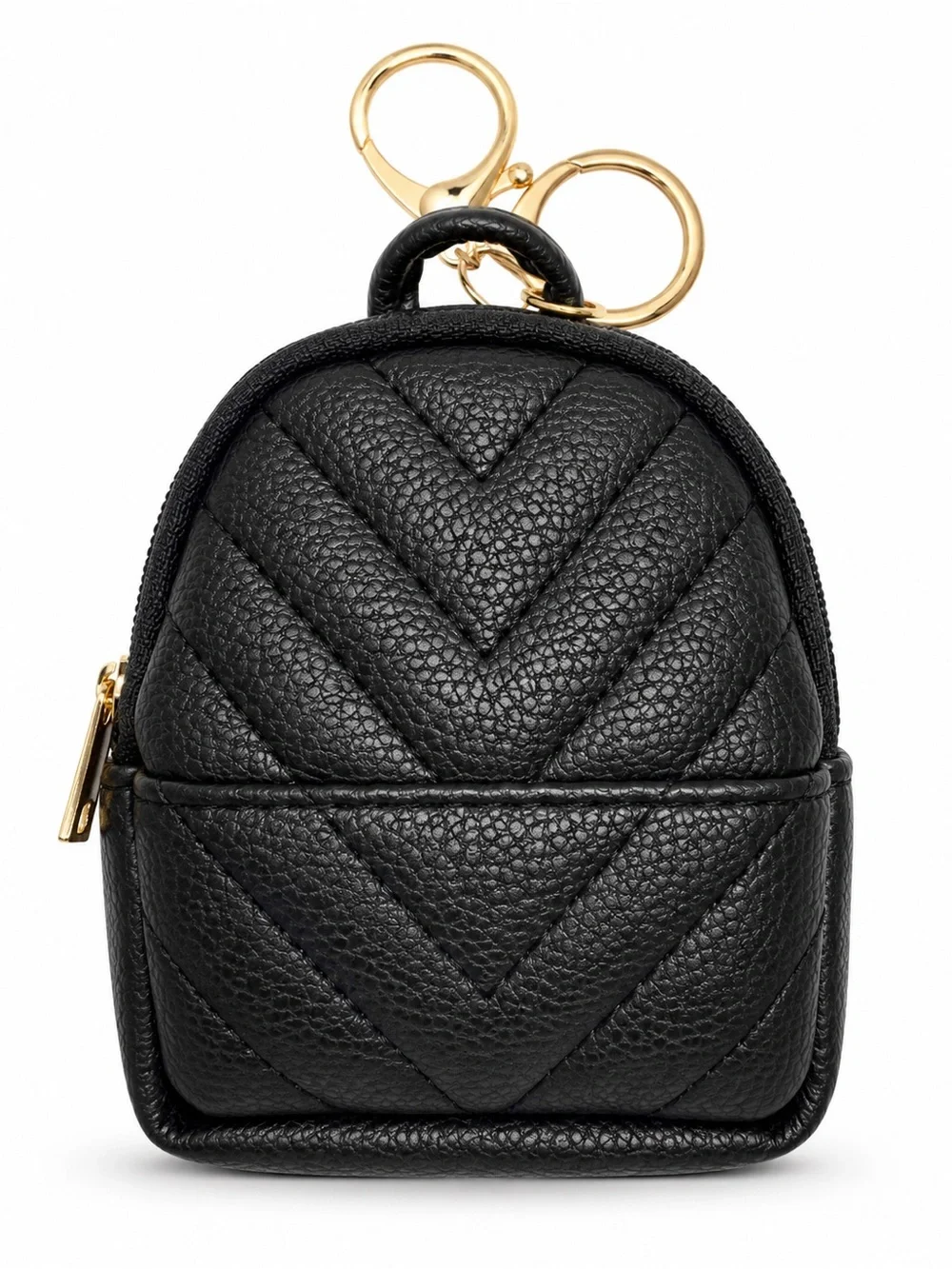 Mini Quilted Backpack Coin Purse Keychain Faux Leather Bag Charm